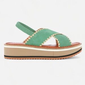 Robert Clergerie Lime Green Suede Sandal, NIB, size 10